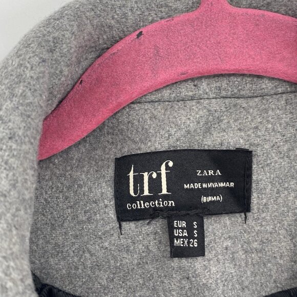 Zara Womens Small Gray Coat Double Breast Long Old Money Preppy Trench Coat - Picture 3 of 12